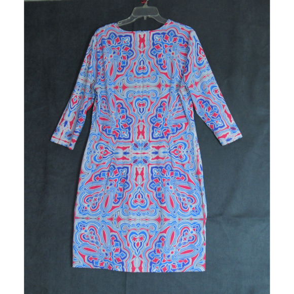 J. McLaughlin Bainbridge Dress XL Pink Blue White Geometric Prep Designer Shift - Picture 3 of 8